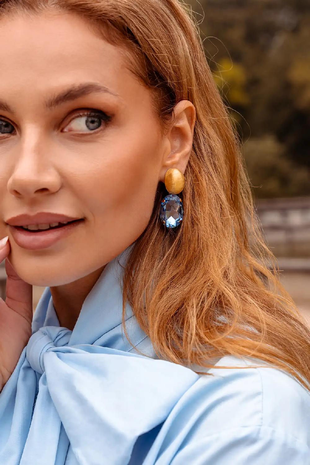 Lott. Gioielli Blauwe Oorbellen Amelie Ovaal XL