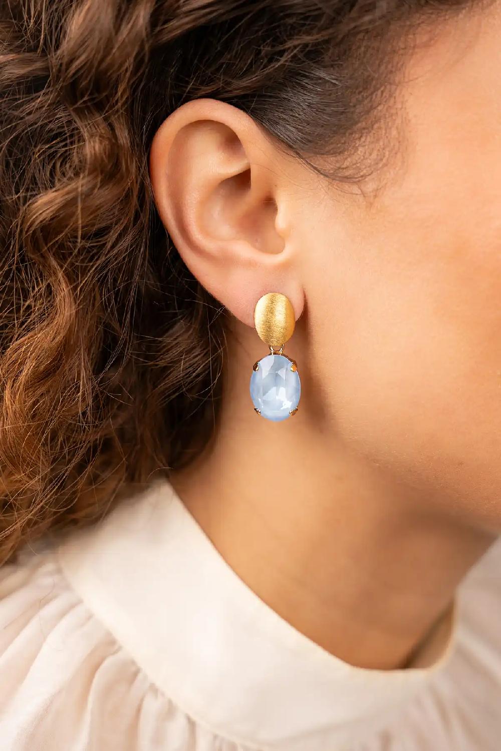 Lott. Gioielli Blauwe Oorbellen Daan Ovaal M