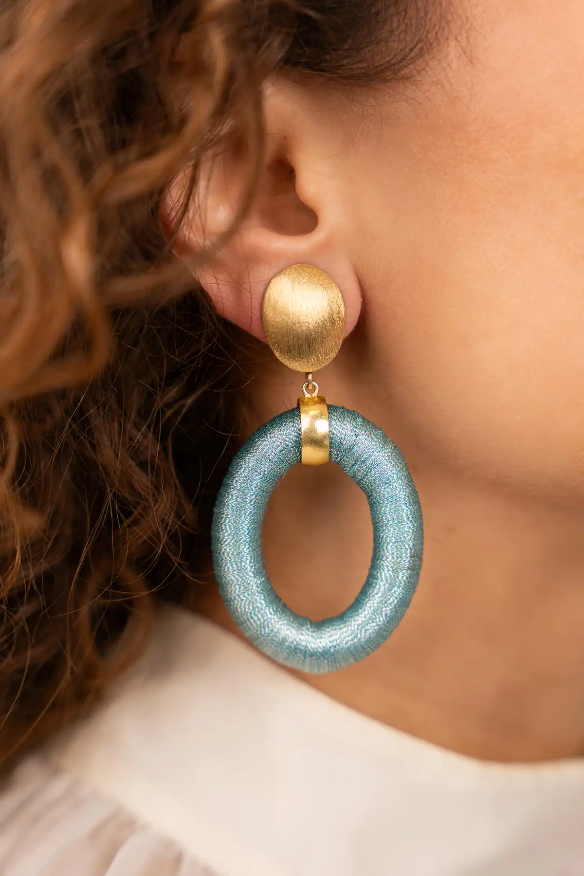 Lott. Gioielli Blauwe Oorbellen Faye Ovaal L Clip