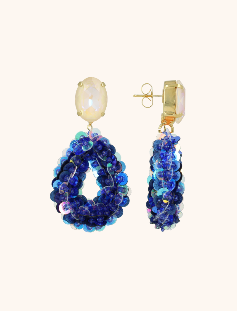 lott. gioielli Blauwe Oorbellen Fenna Sequin Drop M
