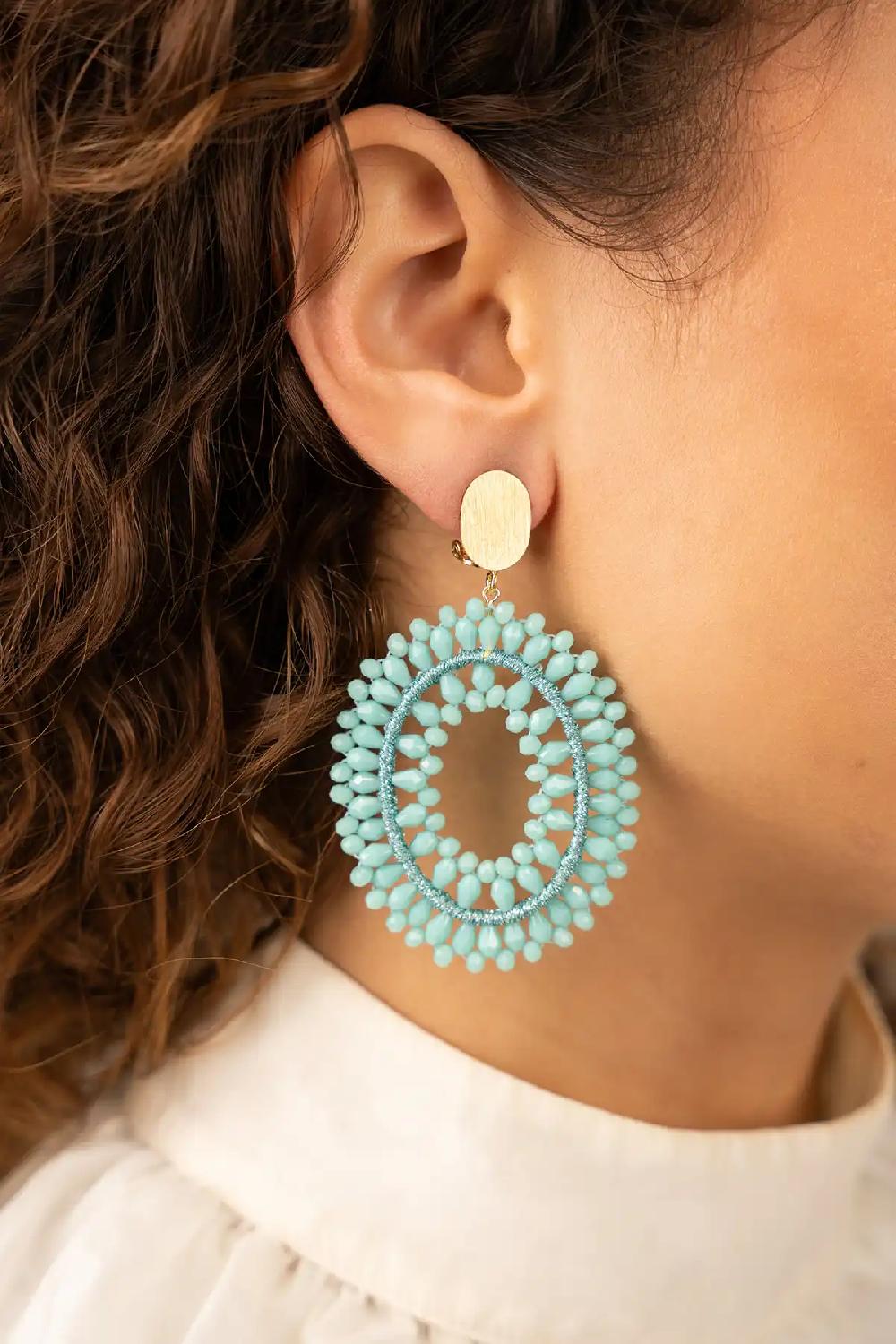 Lott. Gioielli Blauwe Oorbellen Noa Ovaal L Clip