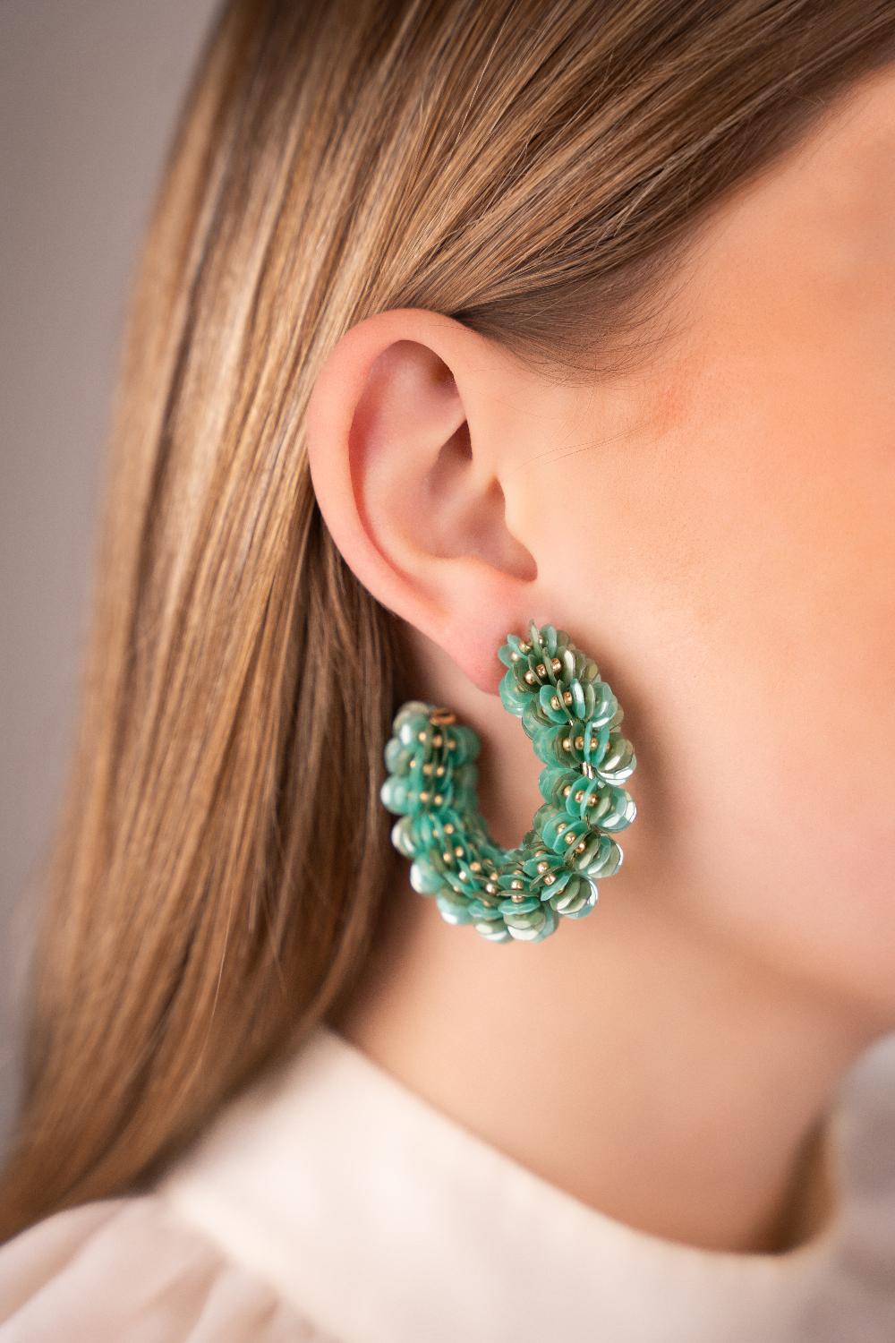 Lott. Gioielli Blauwe Oorbellen Sequin Creool M