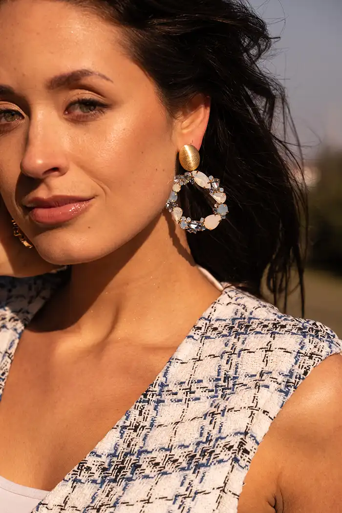 Lott. Gioielli Blauwe Oorbellen Strass Lynn Rond