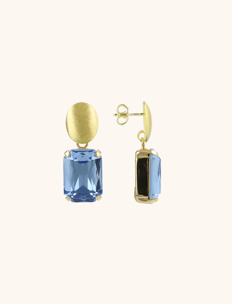 lott. gioielli Blauwe oorbellen strass rechthoek M