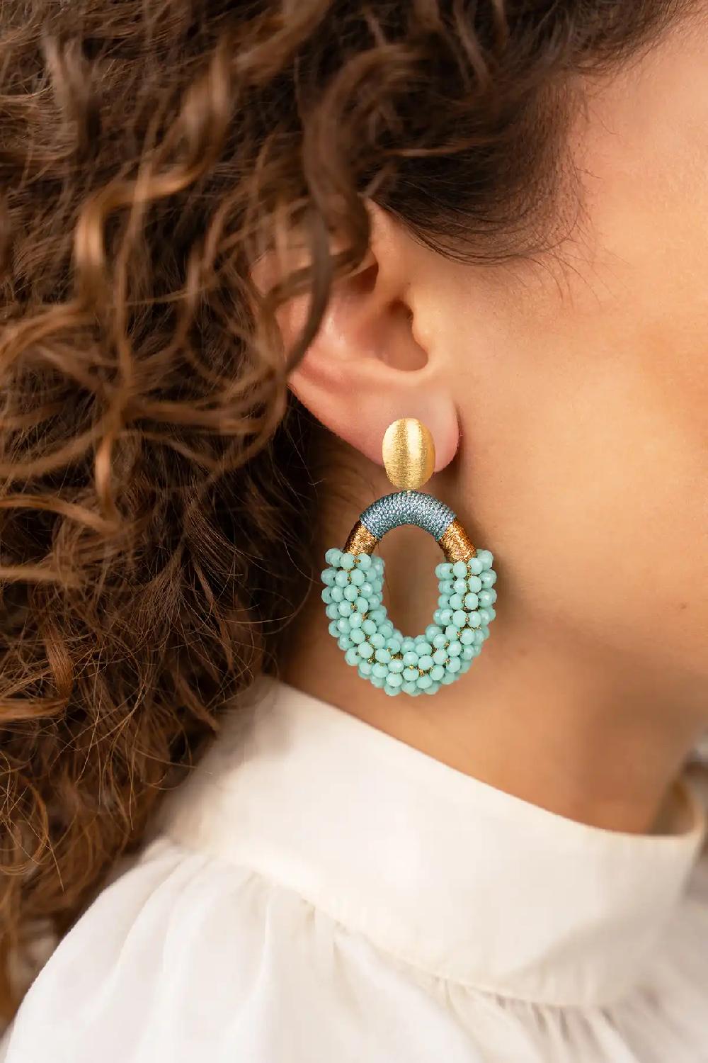 Lott. Gioielli Blauwe Oorbellen Yara Combi Ovaal M