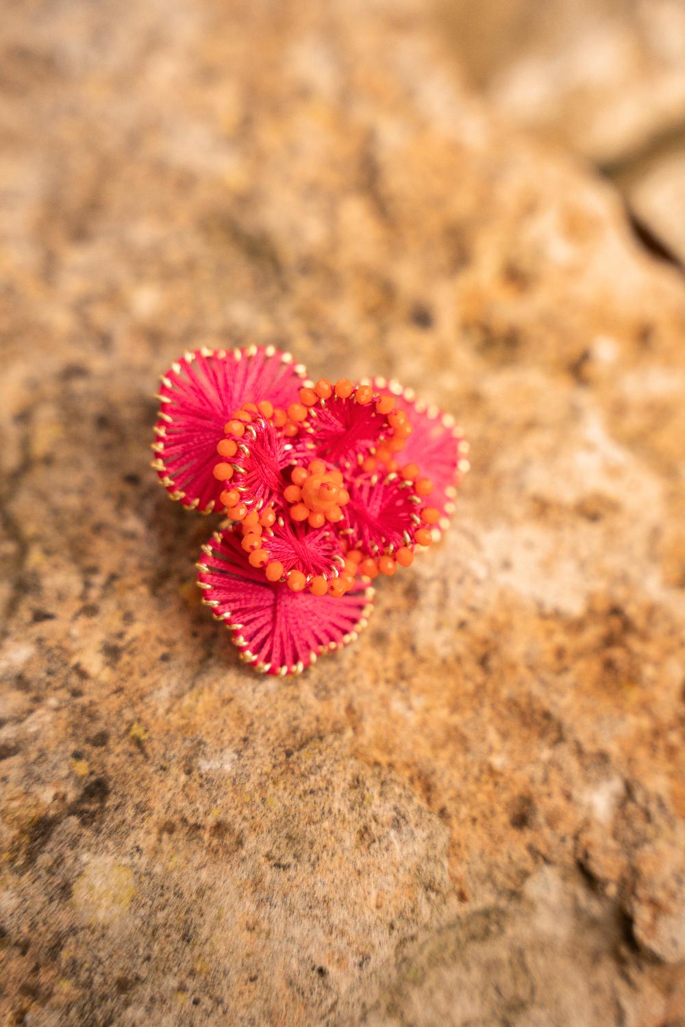 Lott. Gioielli Broche Aster Flower L - Fuchsia/Orange