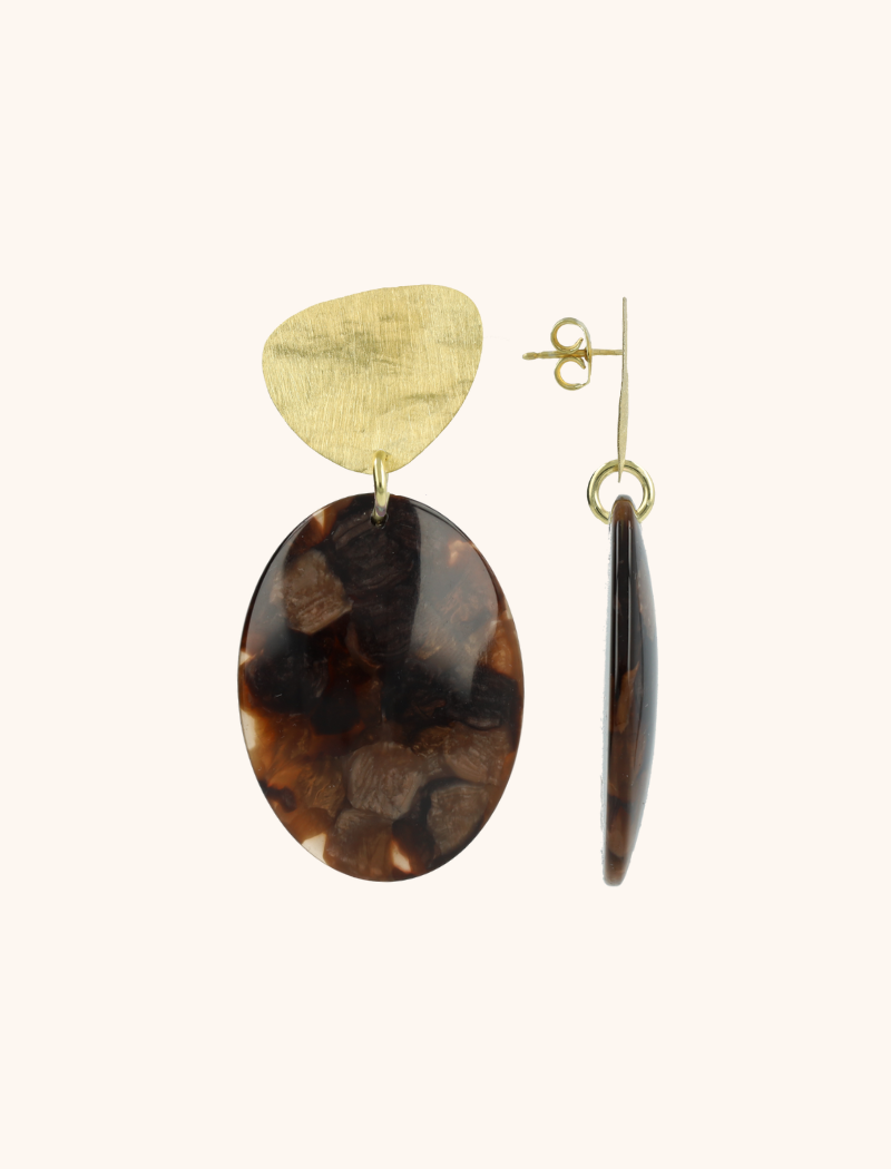 lott. gioielli Bruine Mixed Oorbellen Bugle Flat L