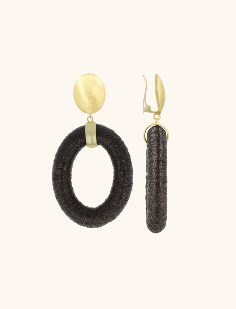 lott. gioielli Bruine oorbellen Faye ovaal L clip