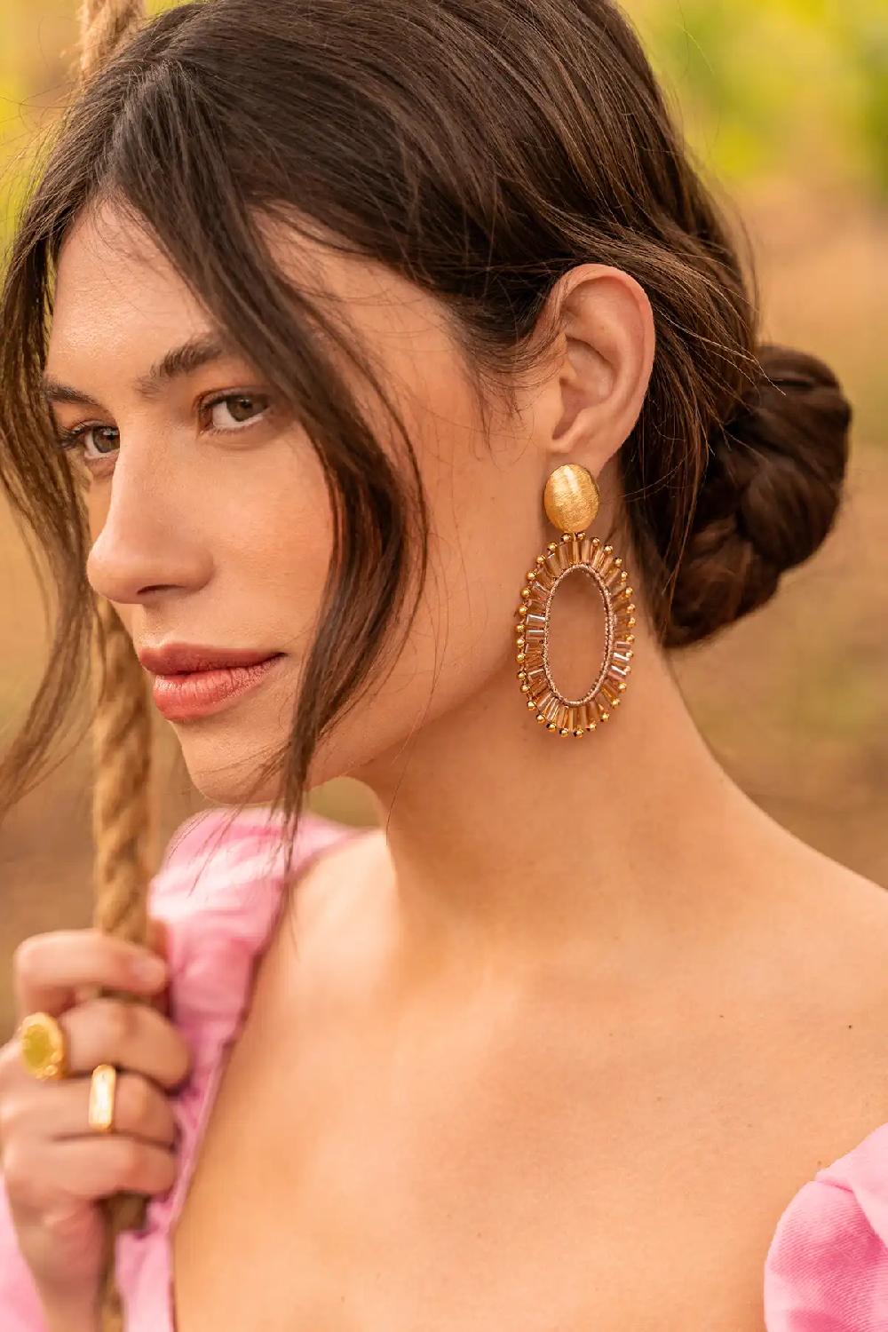 Lott. Gioielli Bruine Oorbellen Naomi Ovaal L