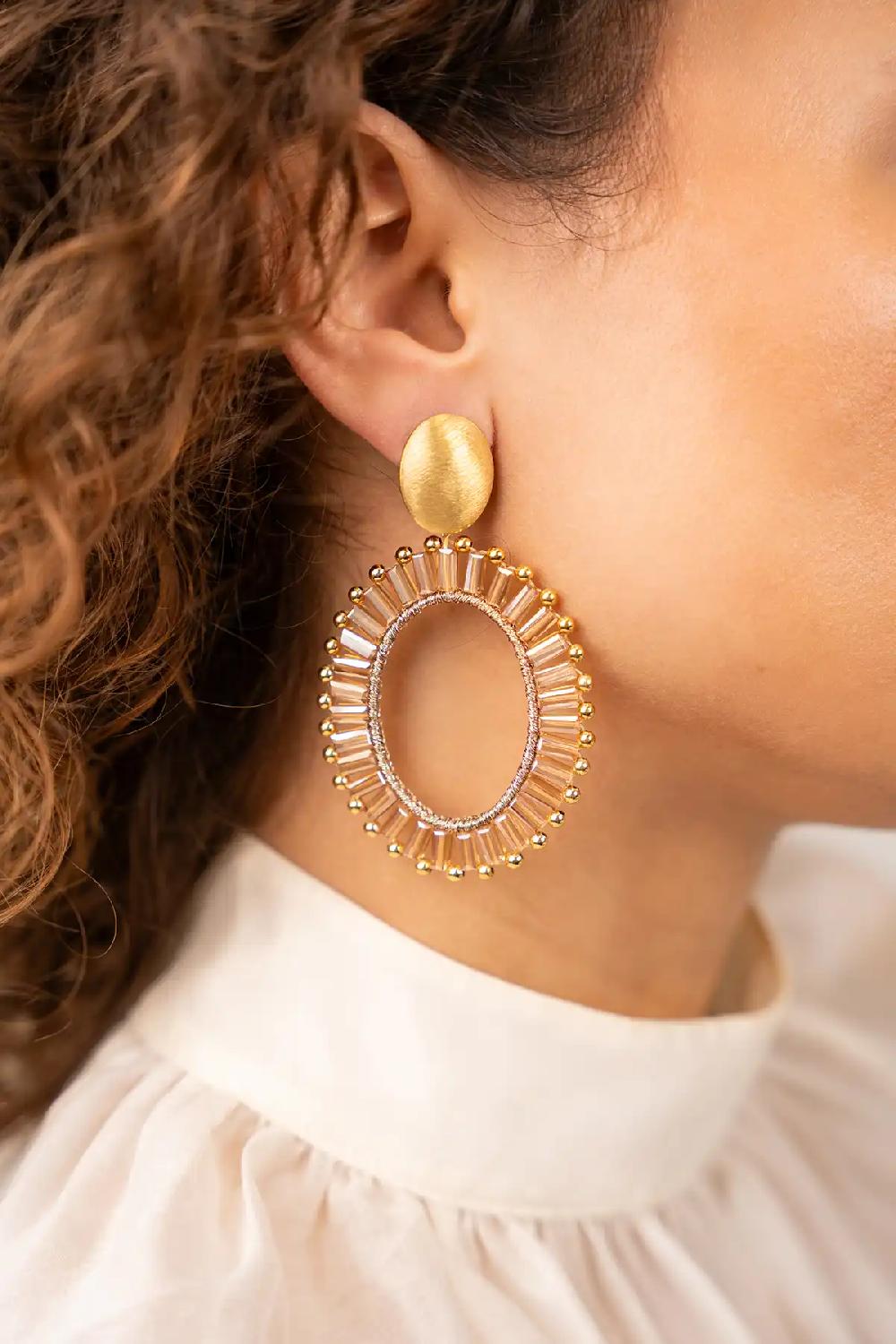 Lott. Gioielli Bruine Oorbellen Naomi Ovaal L