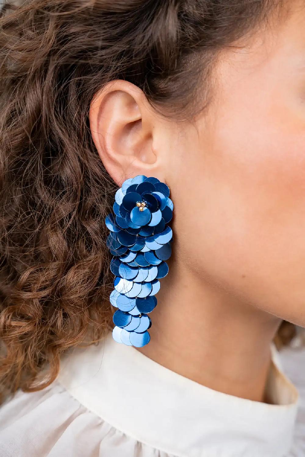 Lott. Gioielli Cobalt Sequin Oorbellen Waterfall L