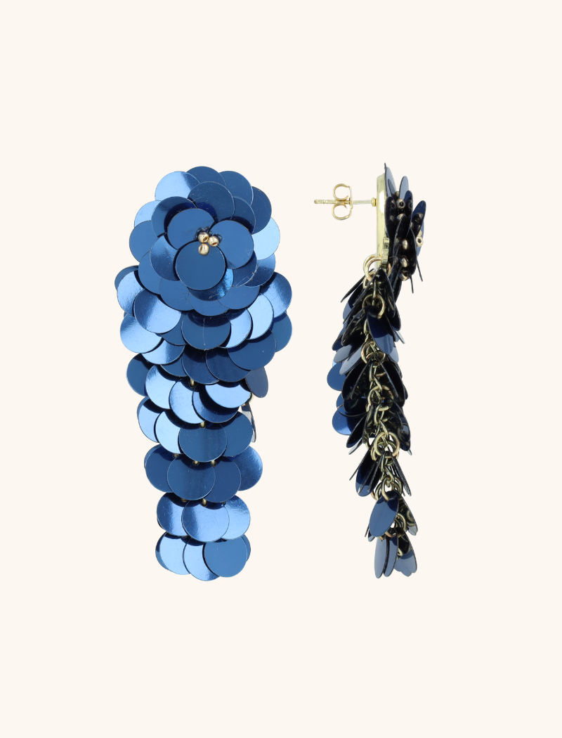 lott. gioielli Cobalt Sequin Oorbellen Waterfall L