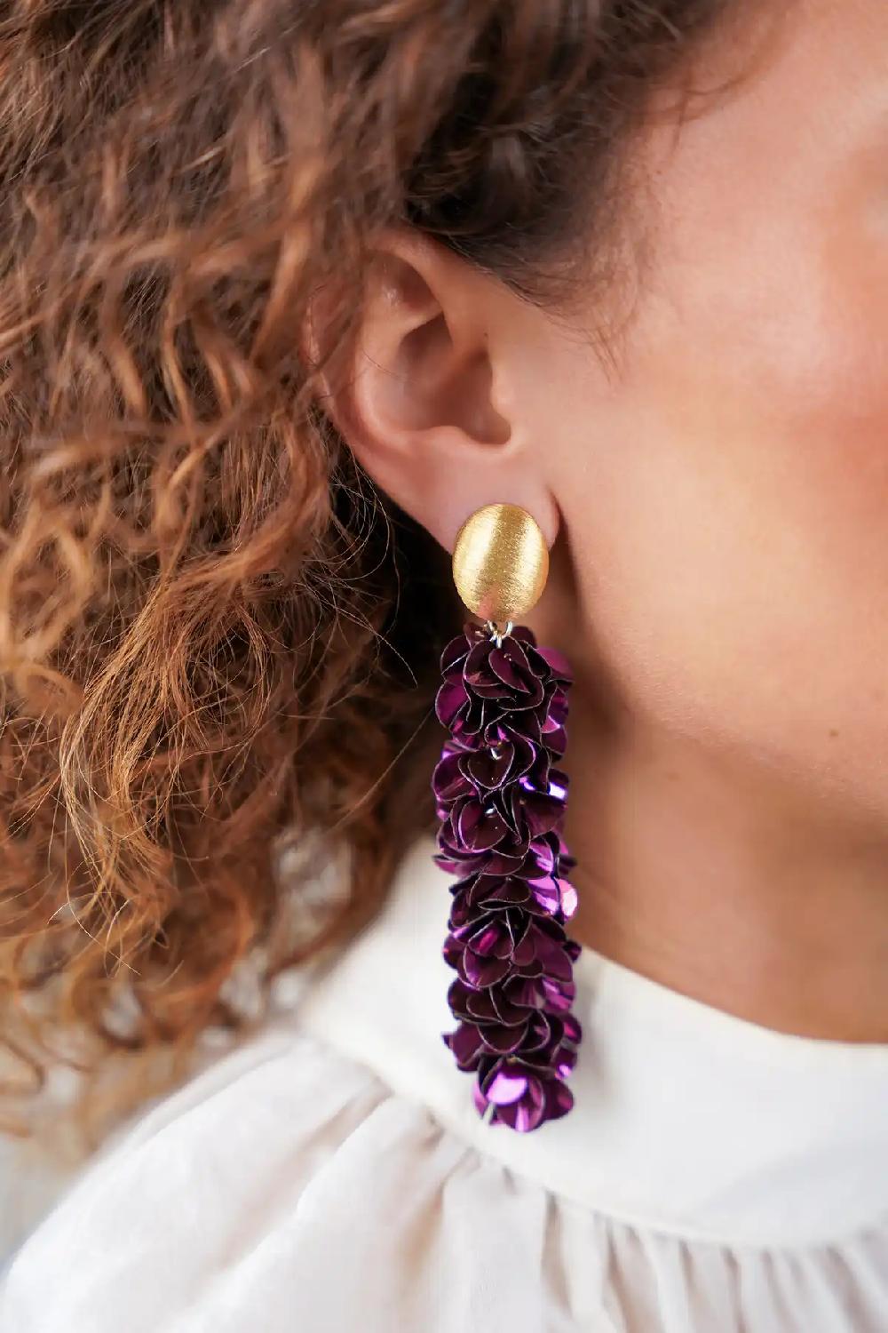 Lott. Gioielli Dark Violet Sequin Oorbellen Snake L