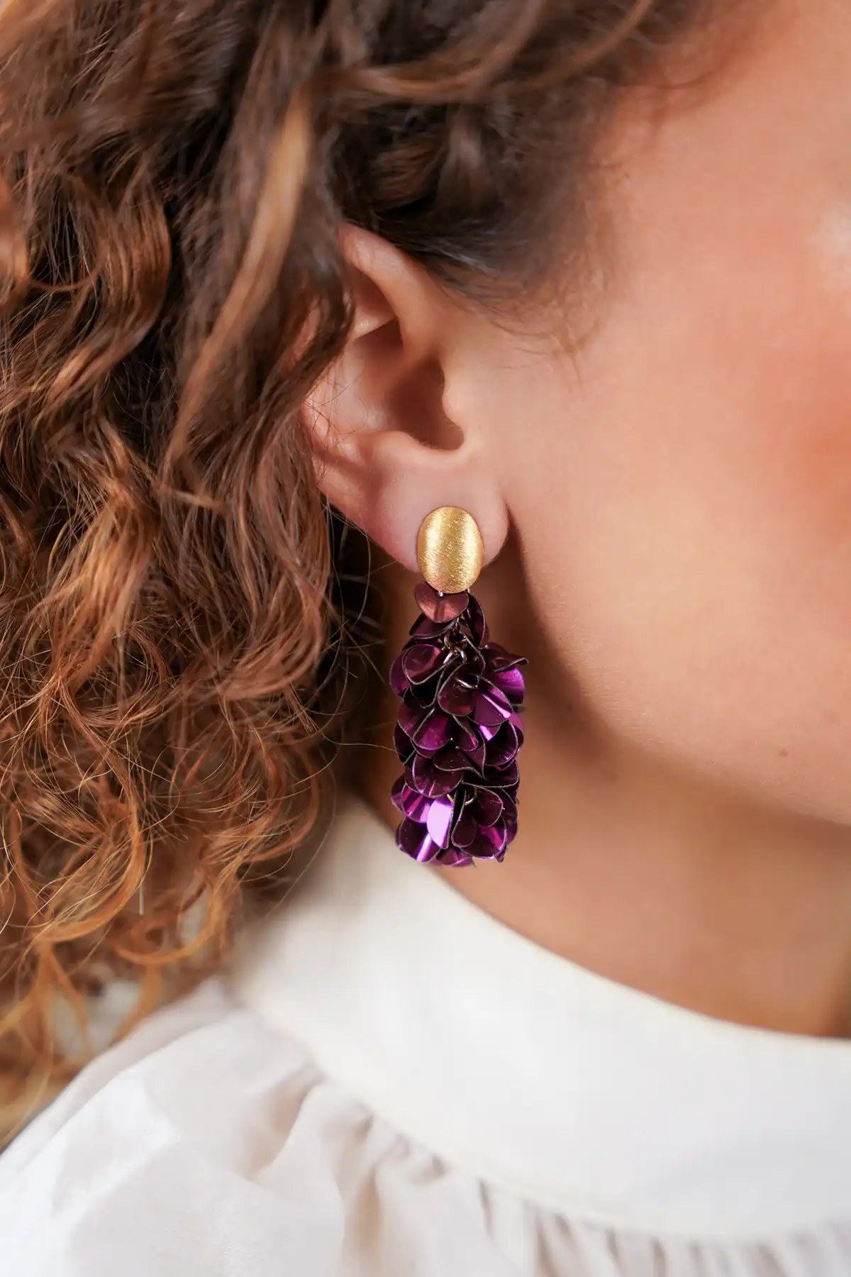 Lott. Gioielli Dark Violet Sequin Oorbellen Snake M