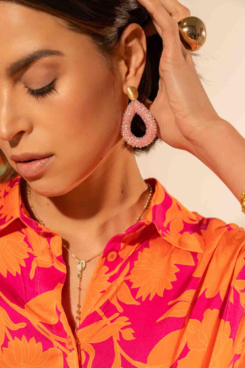 lott. gioielli Fel Roze Oorbellen Berry Druppel L