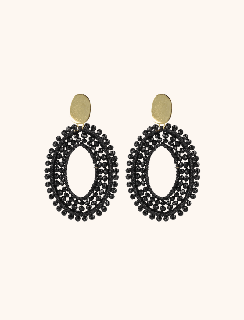 lott. gioielli Finn Zwarte zijde open ovaal kraal M