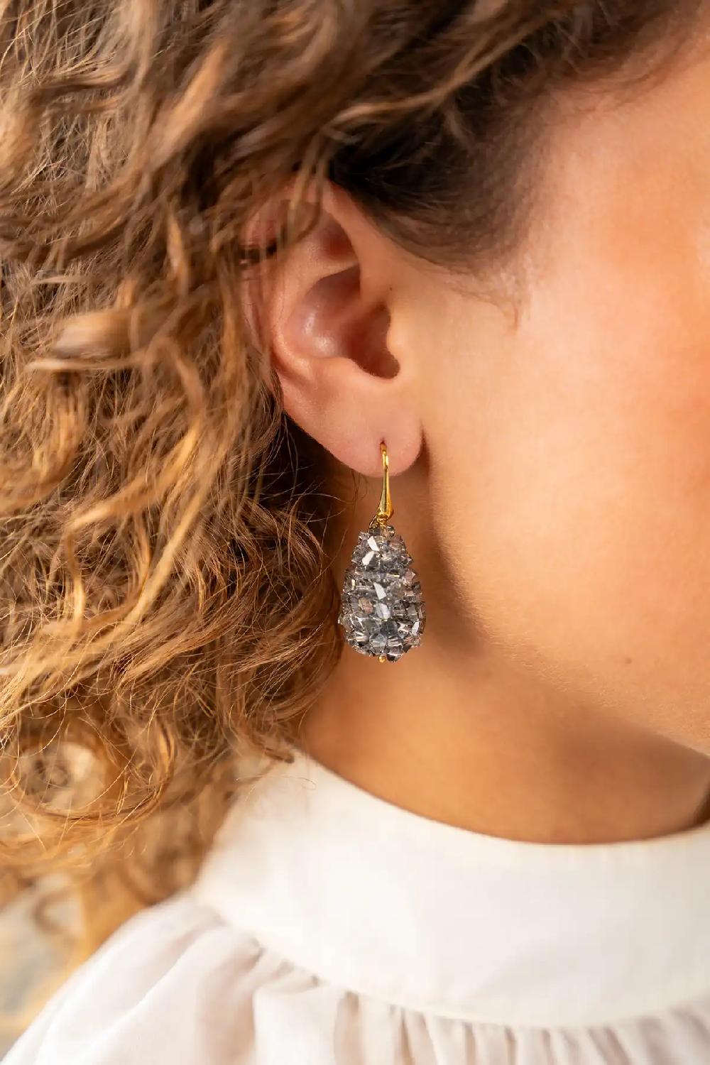 Lott. Gioielli Frosty Grijze Oorbellen Cone XS Raw