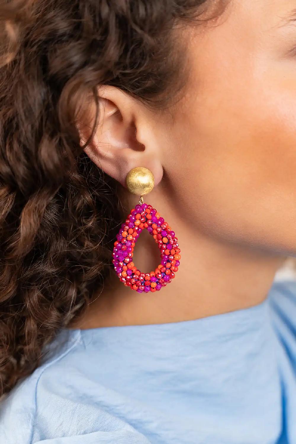 Lott. Gioielli Fuchsia Oorbellen Berry Drop L Clip