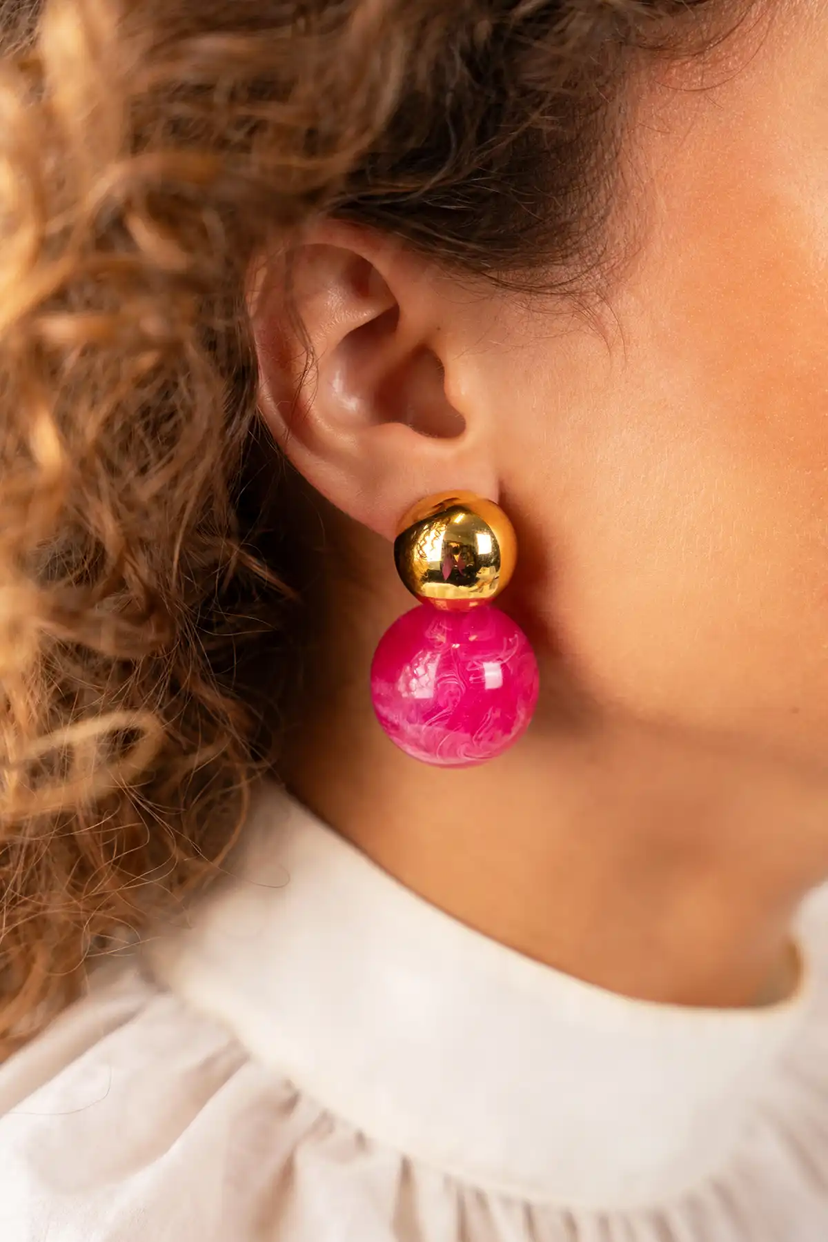 Lott. Gioielli Fuchsia Oorbellen Dubbel Rond