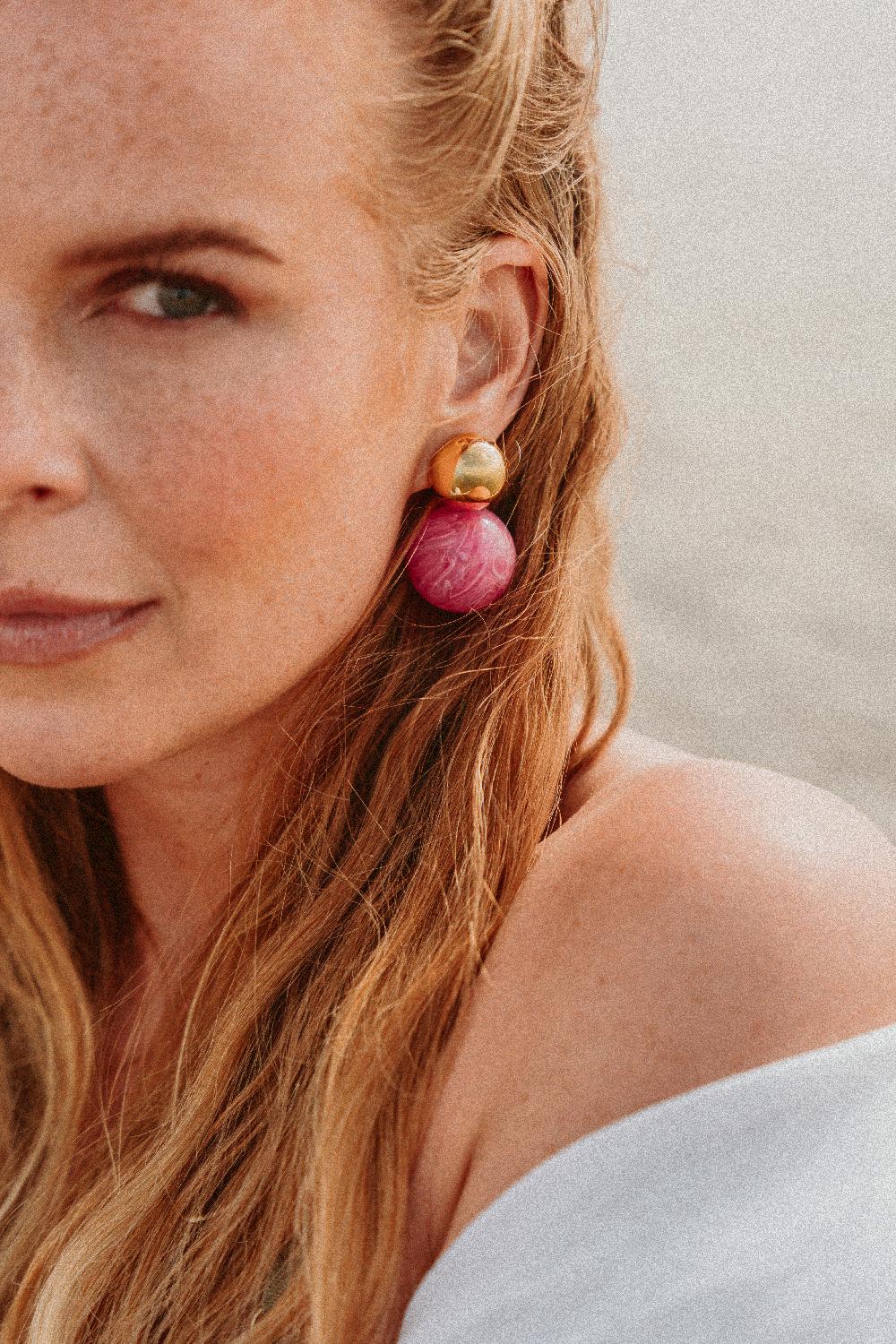 Lott. Gioielli Fuchsia Oorbellen Dubbel Rond