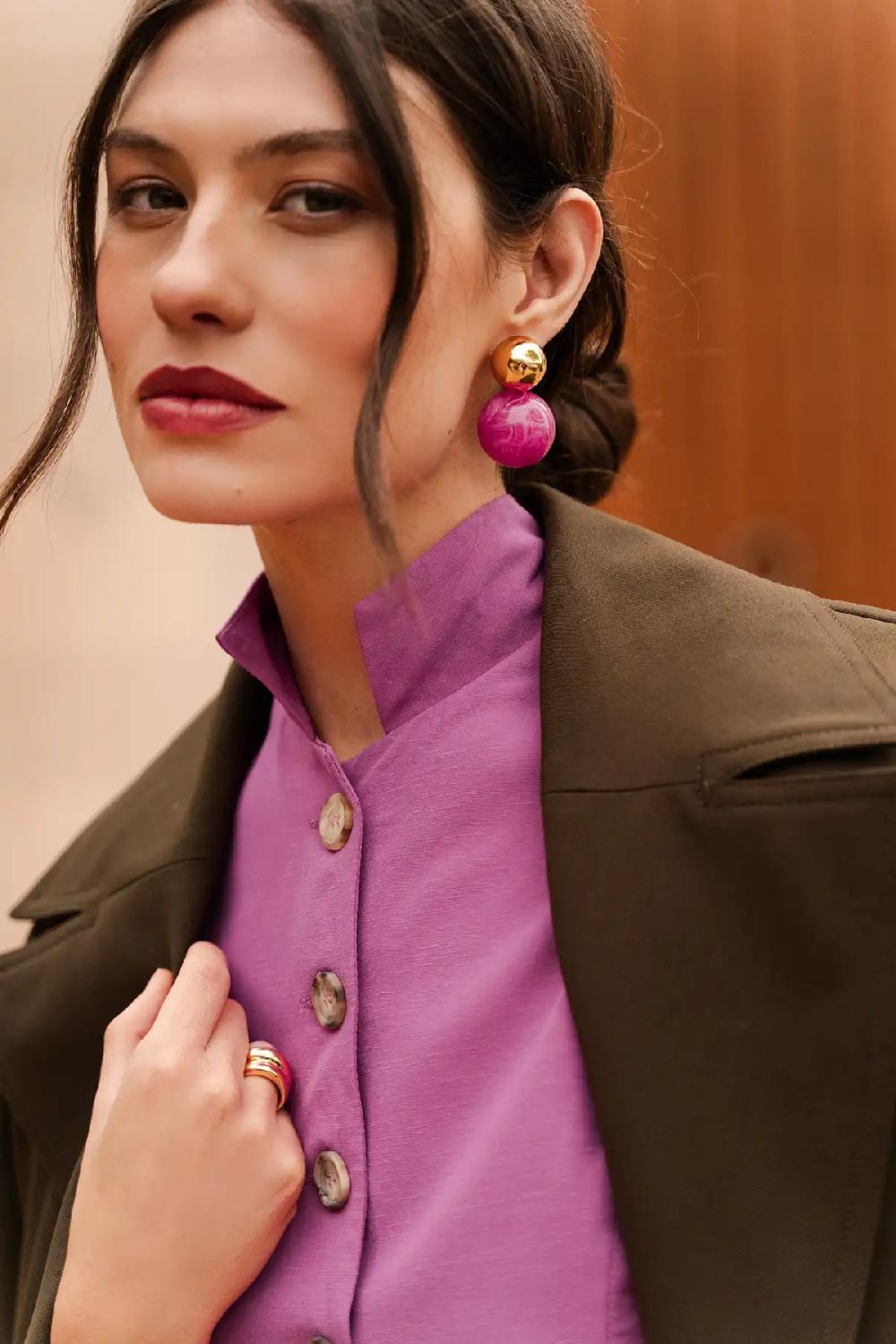 lott. gioielli Fuchsia oorbellen dubbel rond