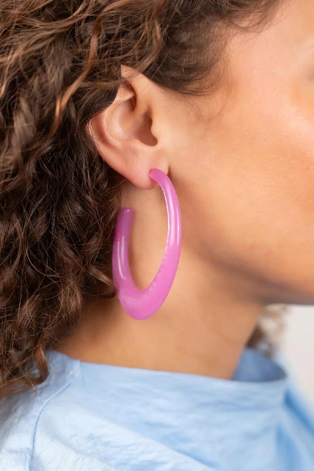 Lott. Gioielli Fuchsia Oorbellen Gwen Oval Creole L