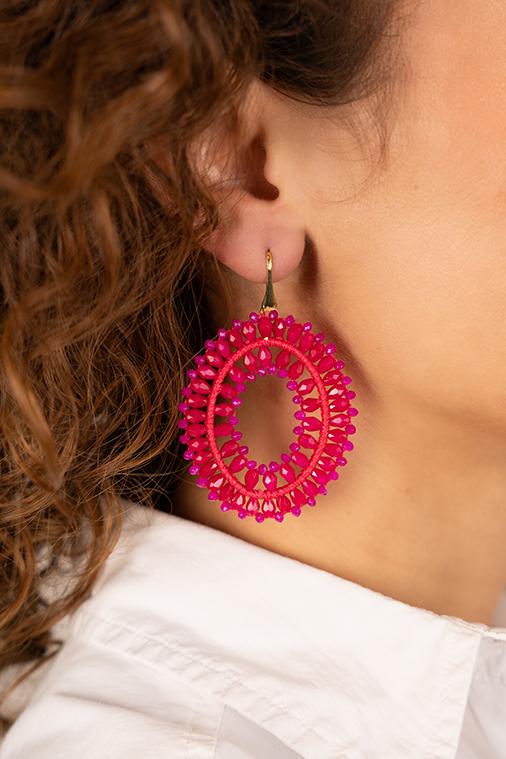 Lott. Gioielli Fuchsia Oorbellen Noa Ovaal Dubbel L