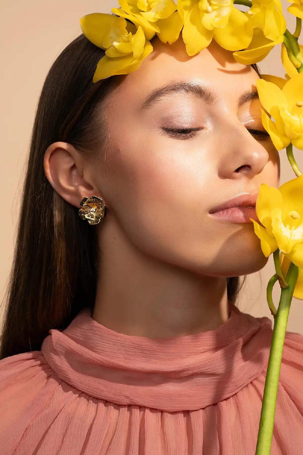 Lott. Gioielli Gold Oorbellen Senna Flower S