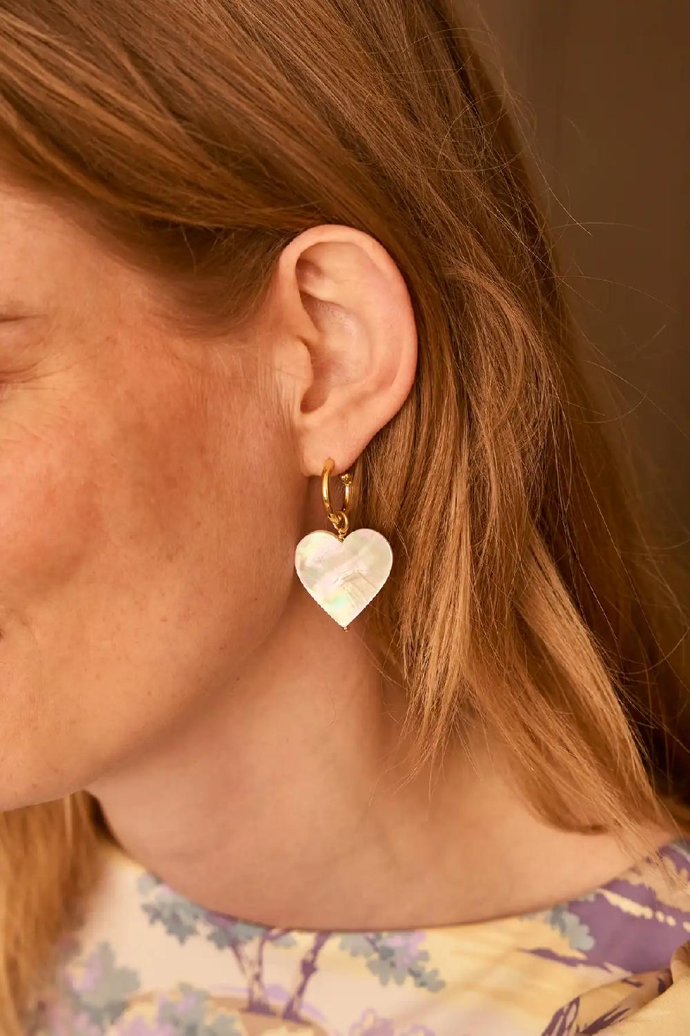 Lott. Gioielli Gouden Parel Oorbellen Flat Heart M