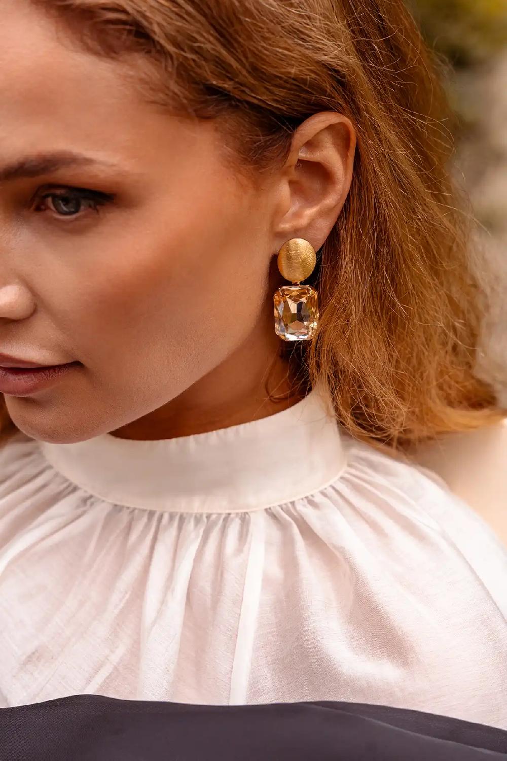 Lott. Gioielli Gouden Schaduw Oorbellen Rechthoek L