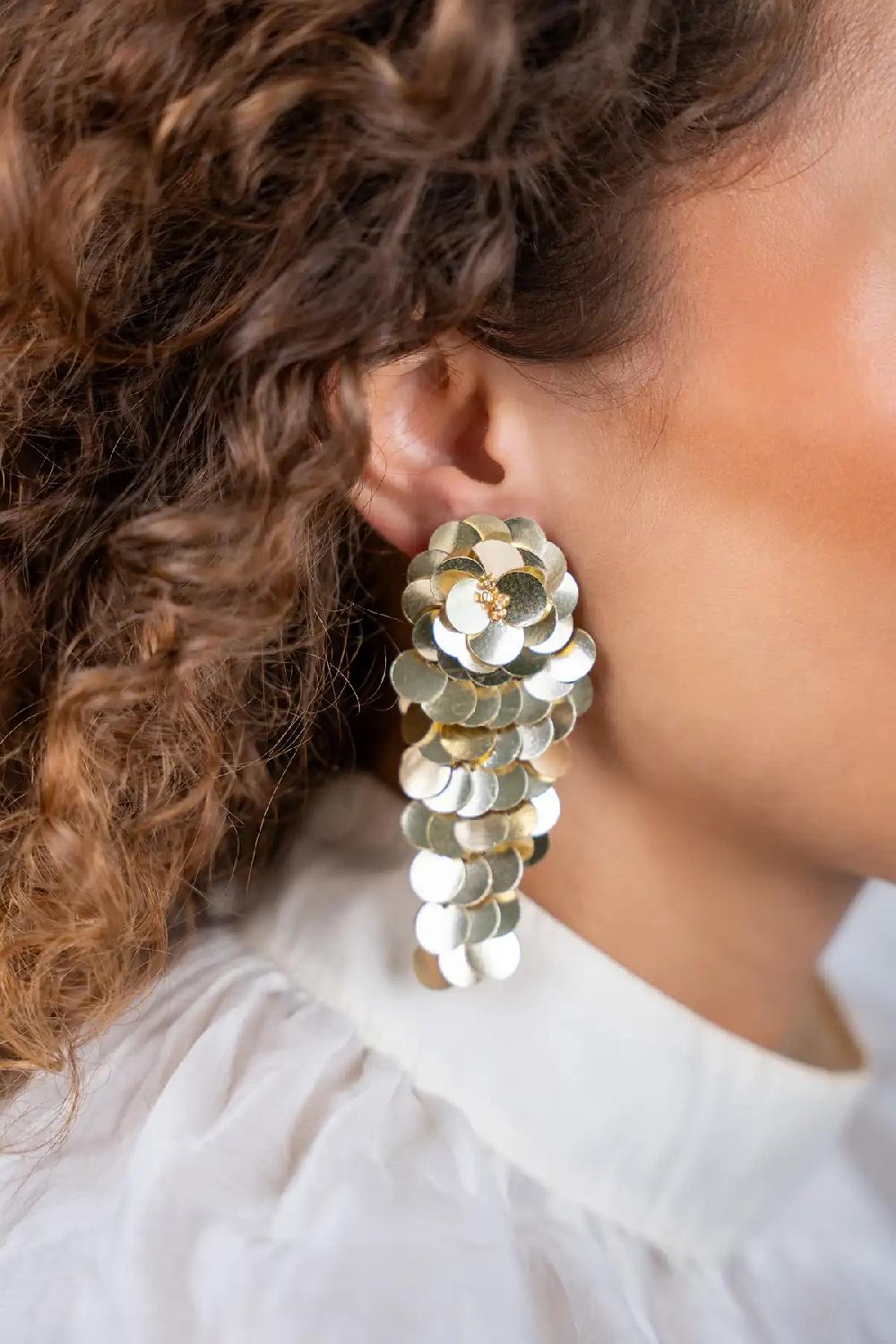 Lott. Gioielli Gouden Sequin Oorbellen Waterfall L