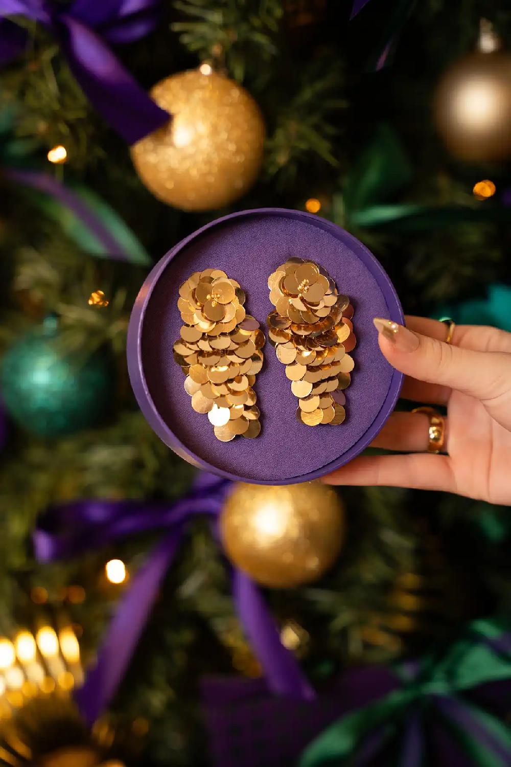 Lott. Gioielli Gouden Sequin Oorbellen Waterfall L