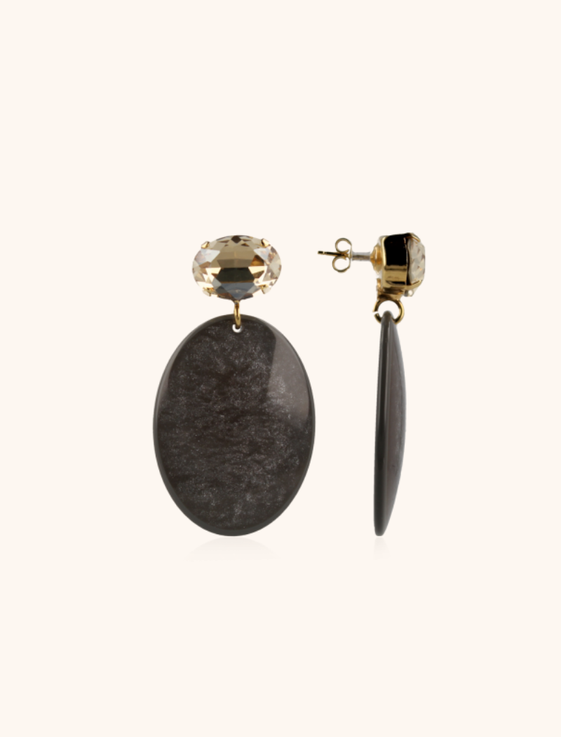 Lott. Gioielli Grijze Oorbellen Celia Ovaal Strass