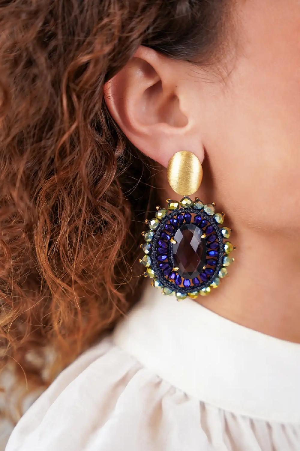 Lott. Gioielli Groen Paarse Oorbellen Roxx Ovaal L