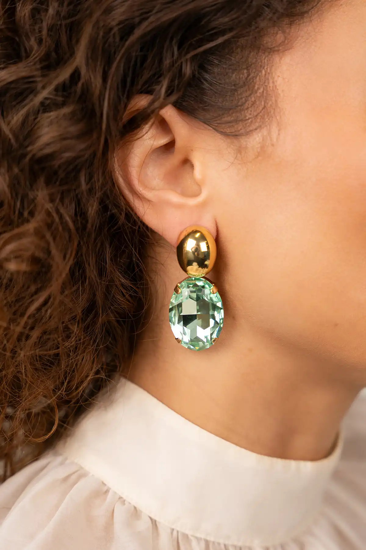 Lott. Gioielli Groene Oorbellen Amelie Ovaal XL