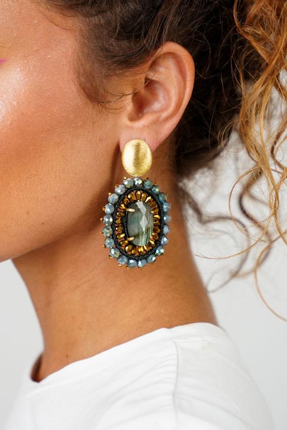 Lott. Gioielli Groene Oorbellen Roxx Ovaal L