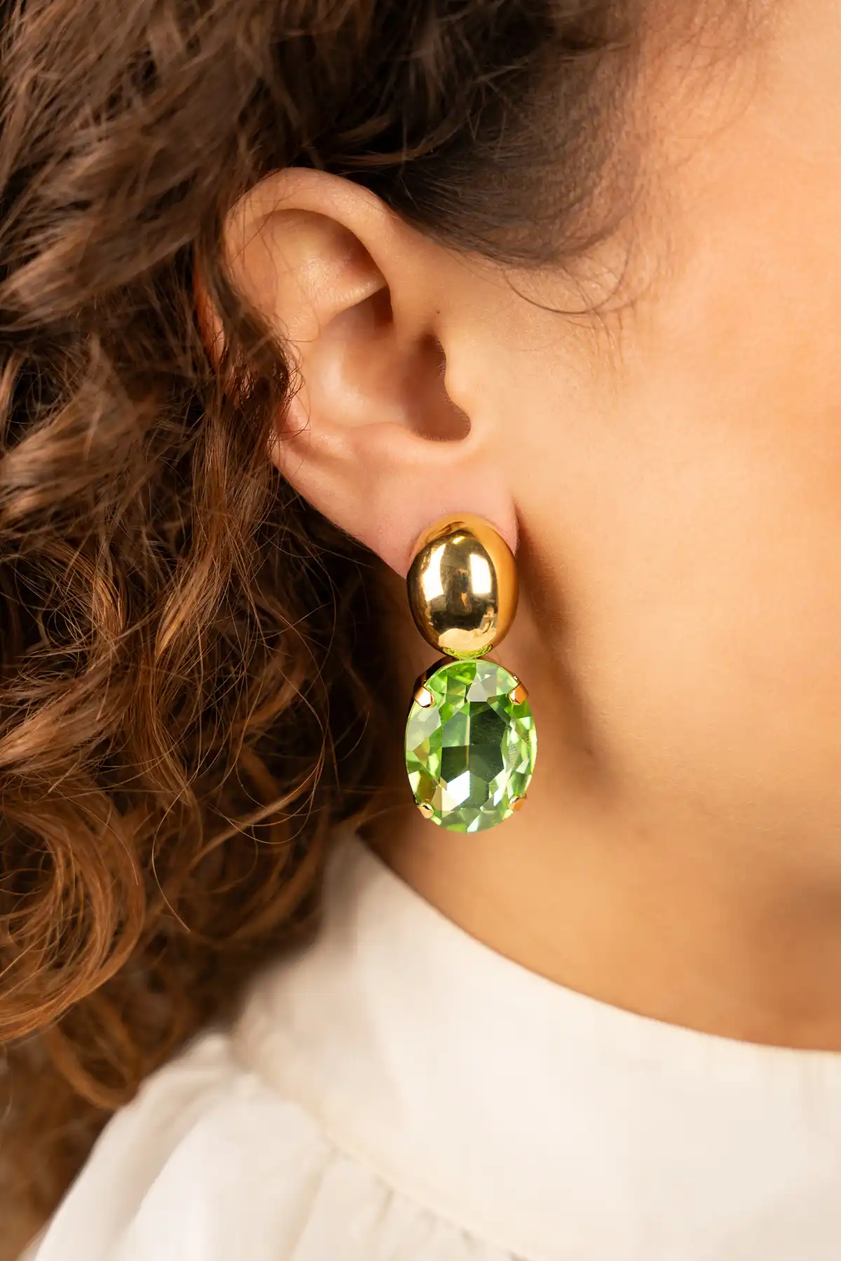 Lott. Gioielli Groene Oorbellen Strass Ovaal L