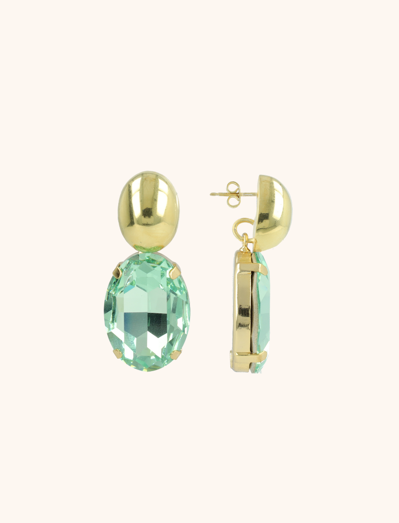 lott. gioielli Groene oorbellen strass ovaal L
