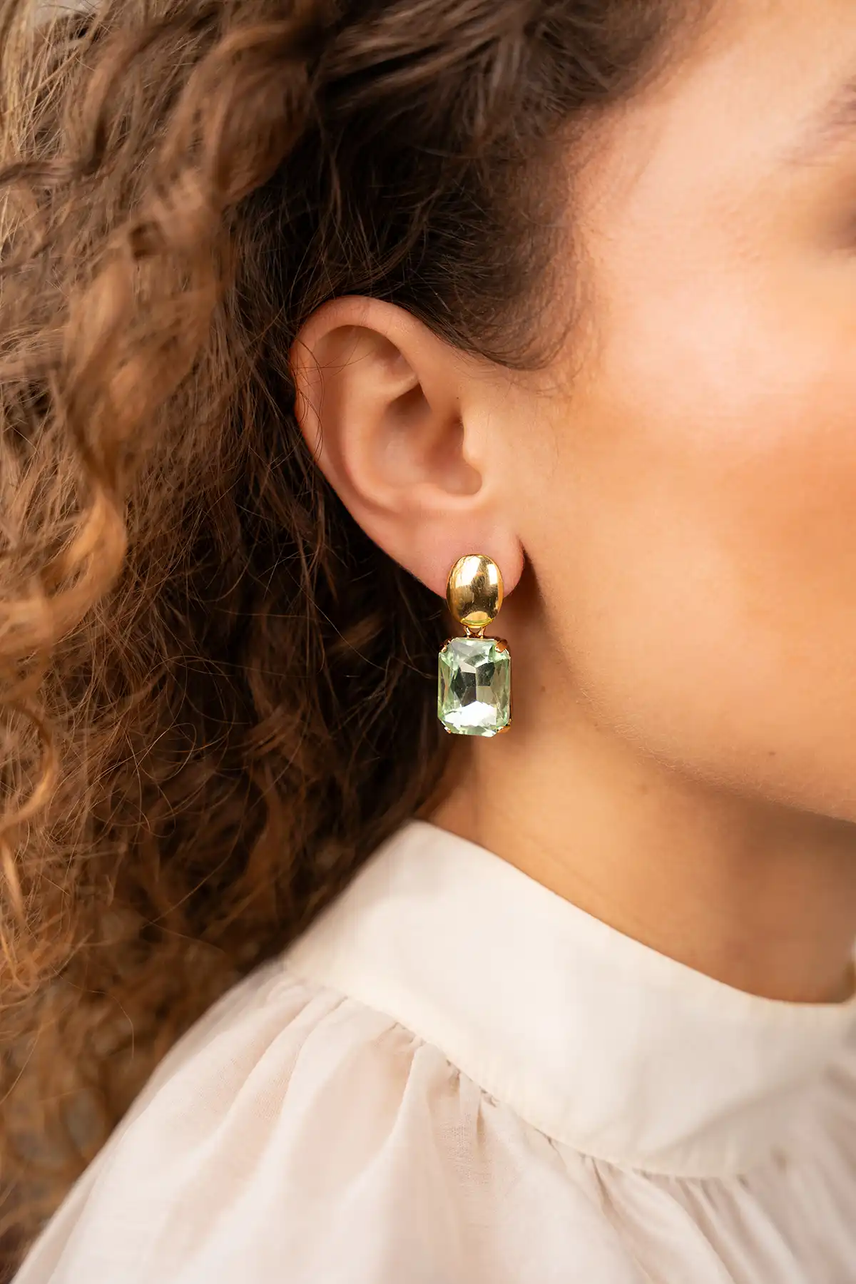 Lott. Gioielli Groene Oorbellen Strass Rechthoek M