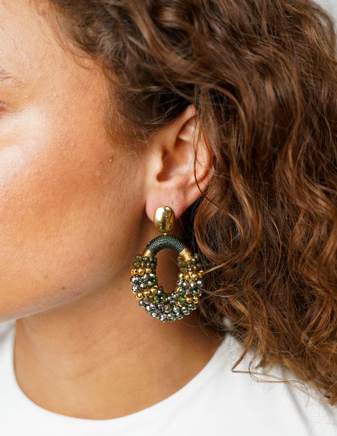 Lott. Gioielli Groene Oorbellen Viv Combi Ovaal M