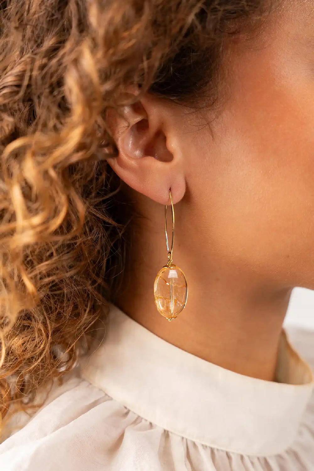 Lott. Gioielli Honingoranje Oorbellen Ovaal M