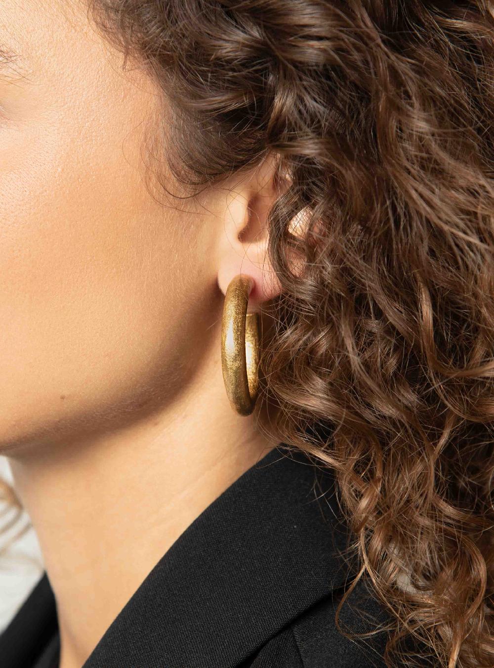 Lott. Gioielli Houten Oorbellen Creool Rond M