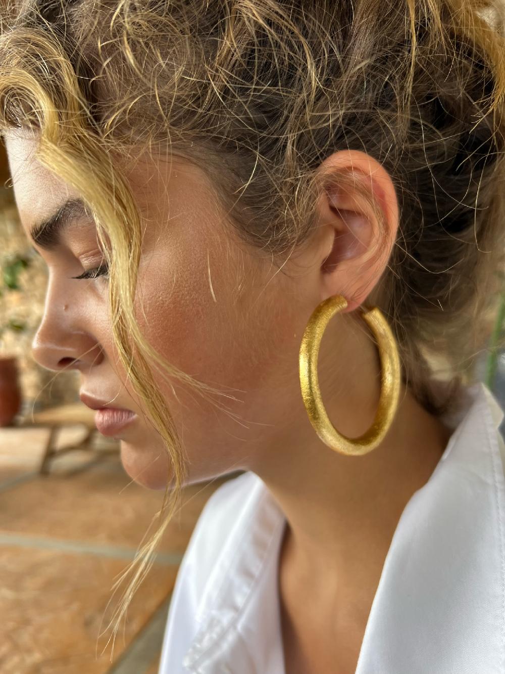 Lott. Gioielli Houten Oorbellen Creool Rond XL