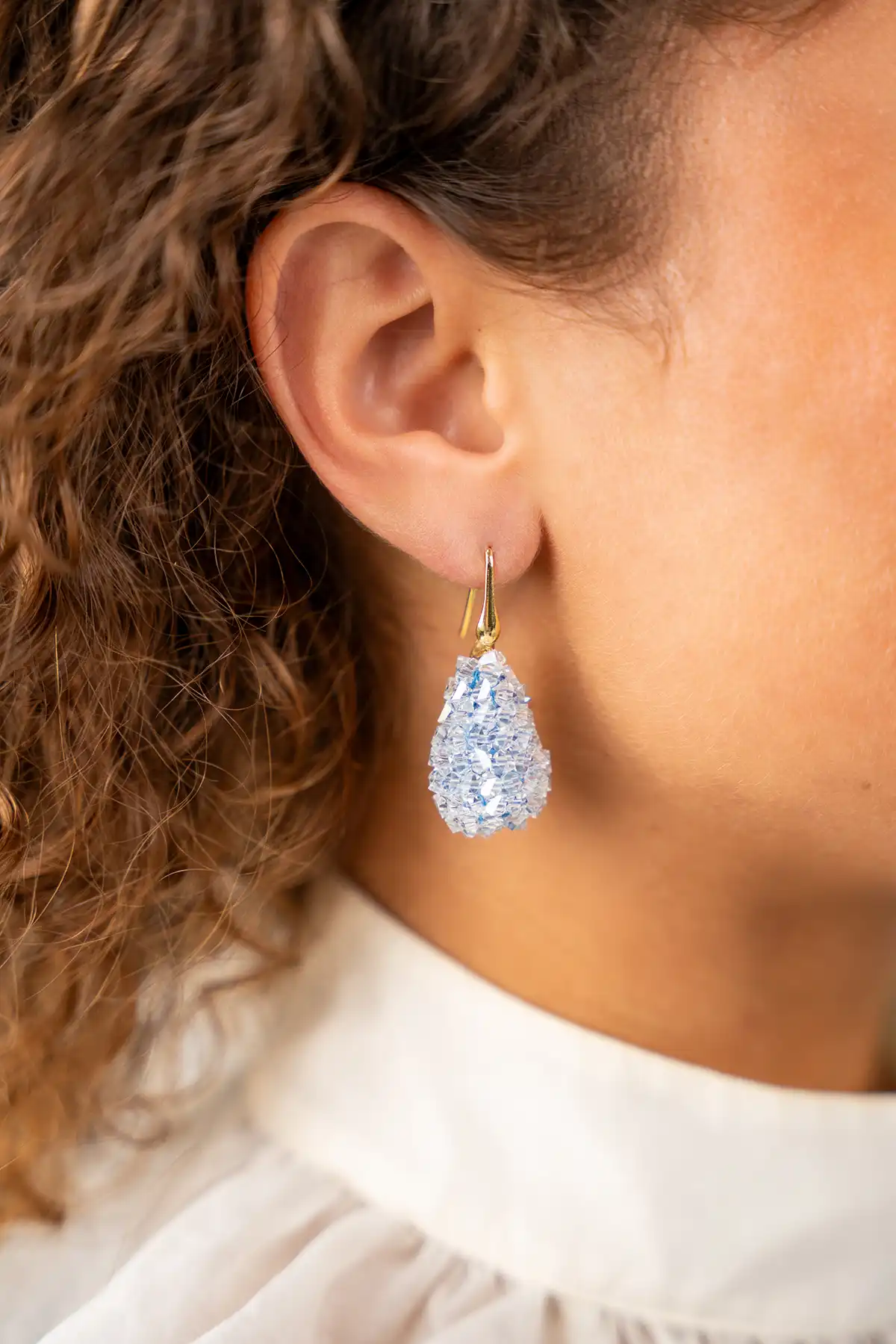 Lott. Gioielli Ice Blauwe Oorbellen Cone XS Raw