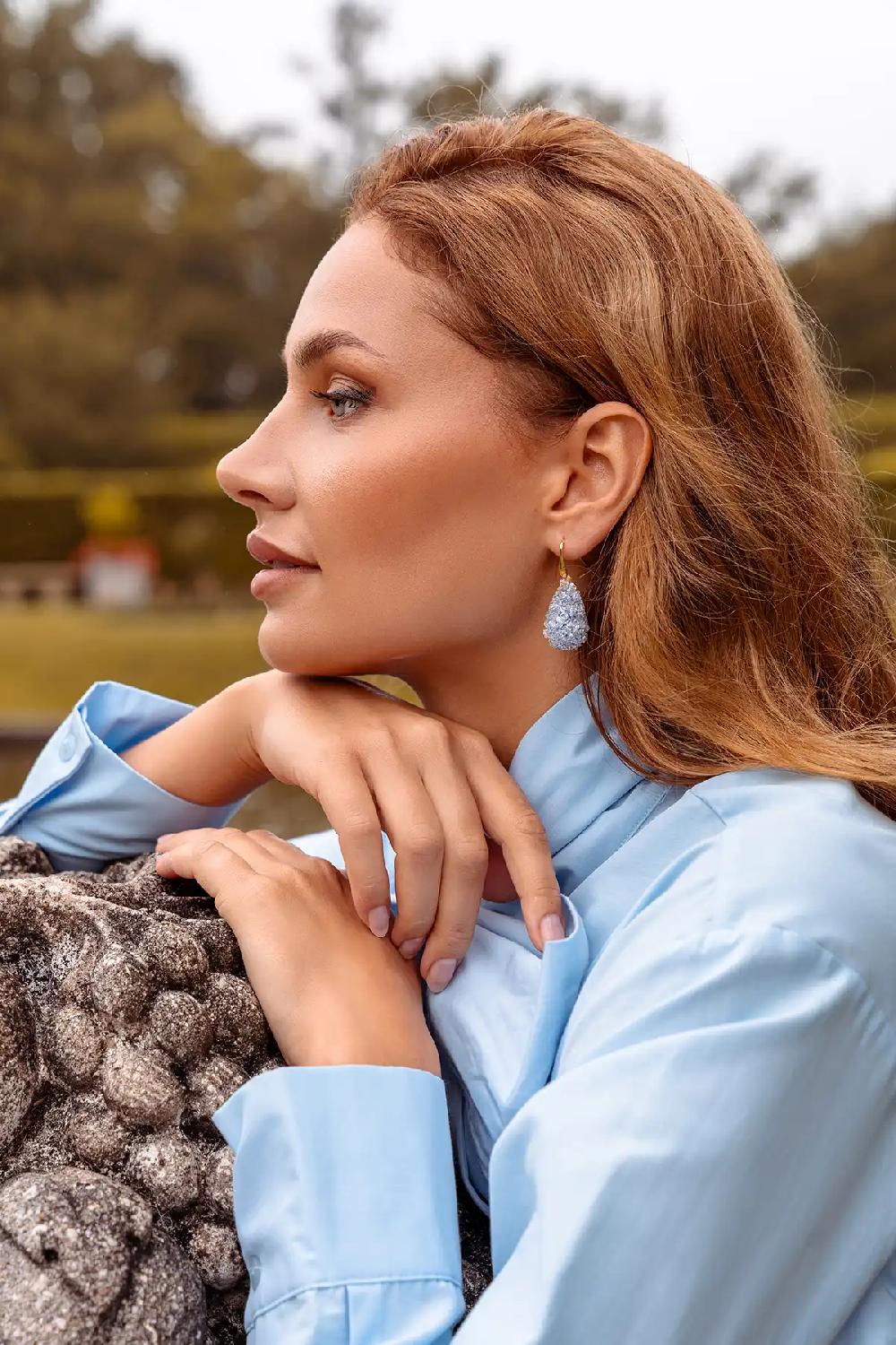 Lott. Gioielli Ice Blauwe Oorbellen Cone XS Raw