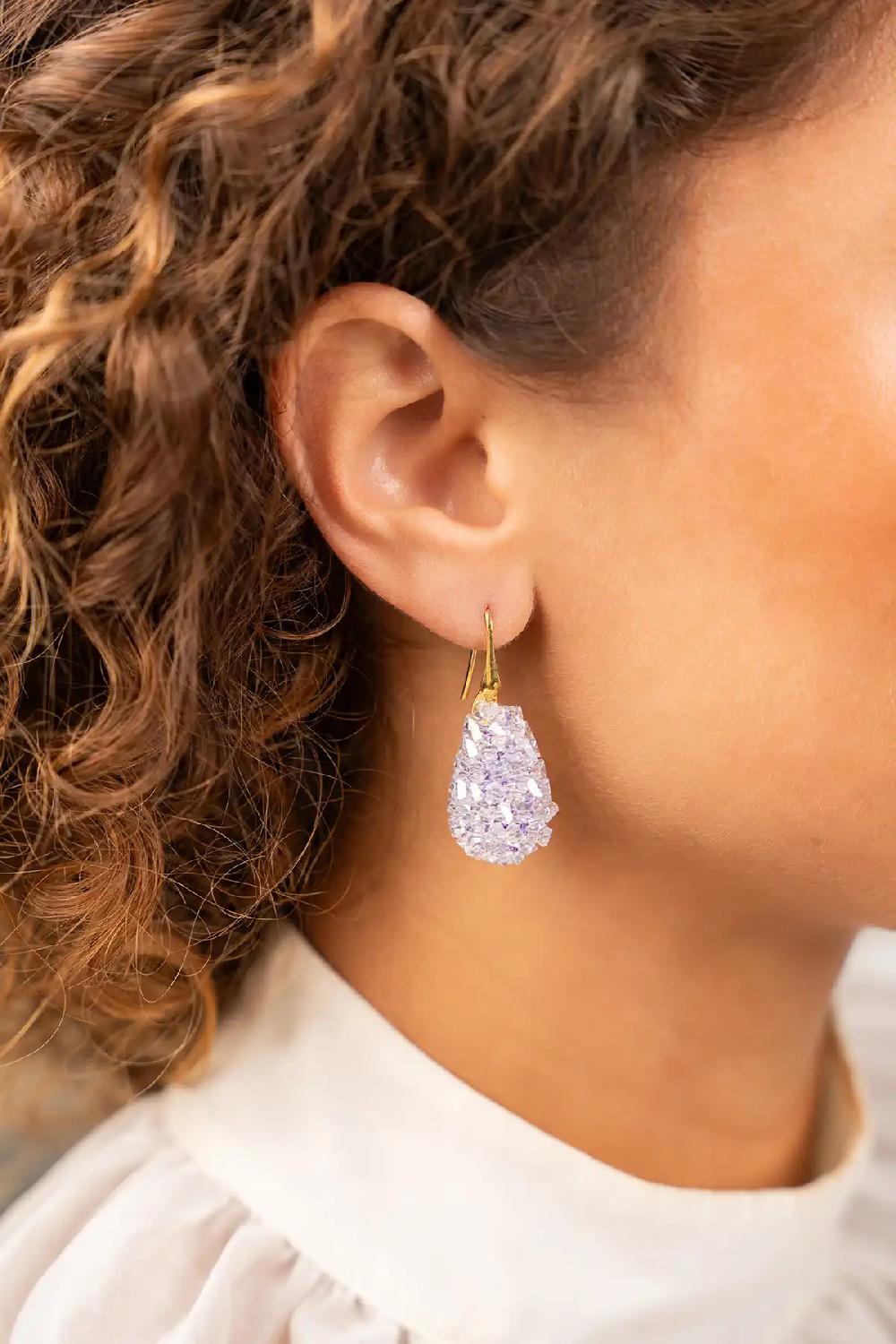 Lott. Gioielli Ice Paarse Oorbellen Cone XS Raw