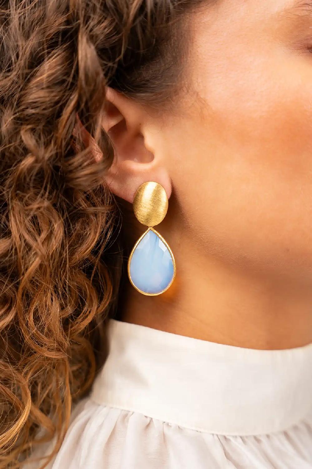 Lott. Gioielli IJsblauwe Oorbellen Framed Drop L