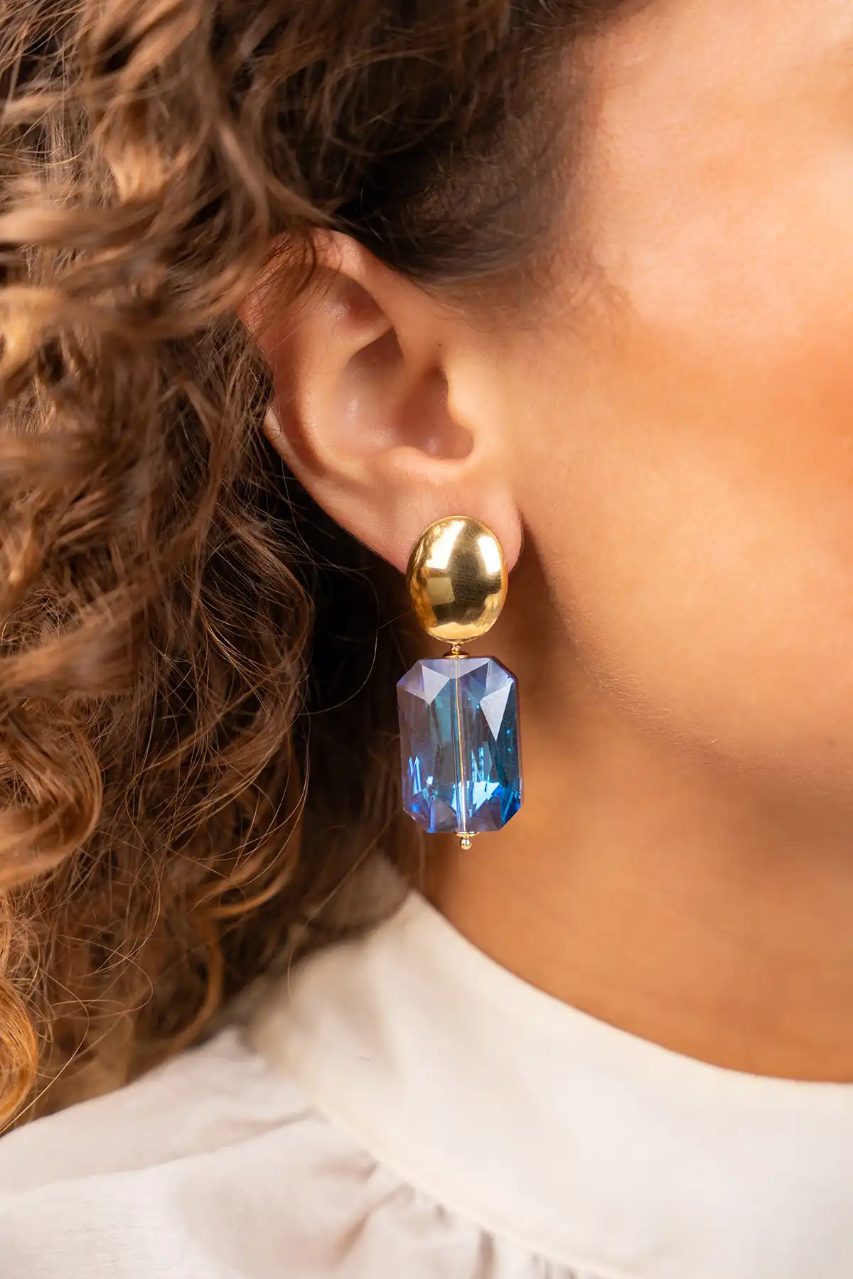 Lott. Gioielli Jeans Blauwe Oorbellen Rechthoek M