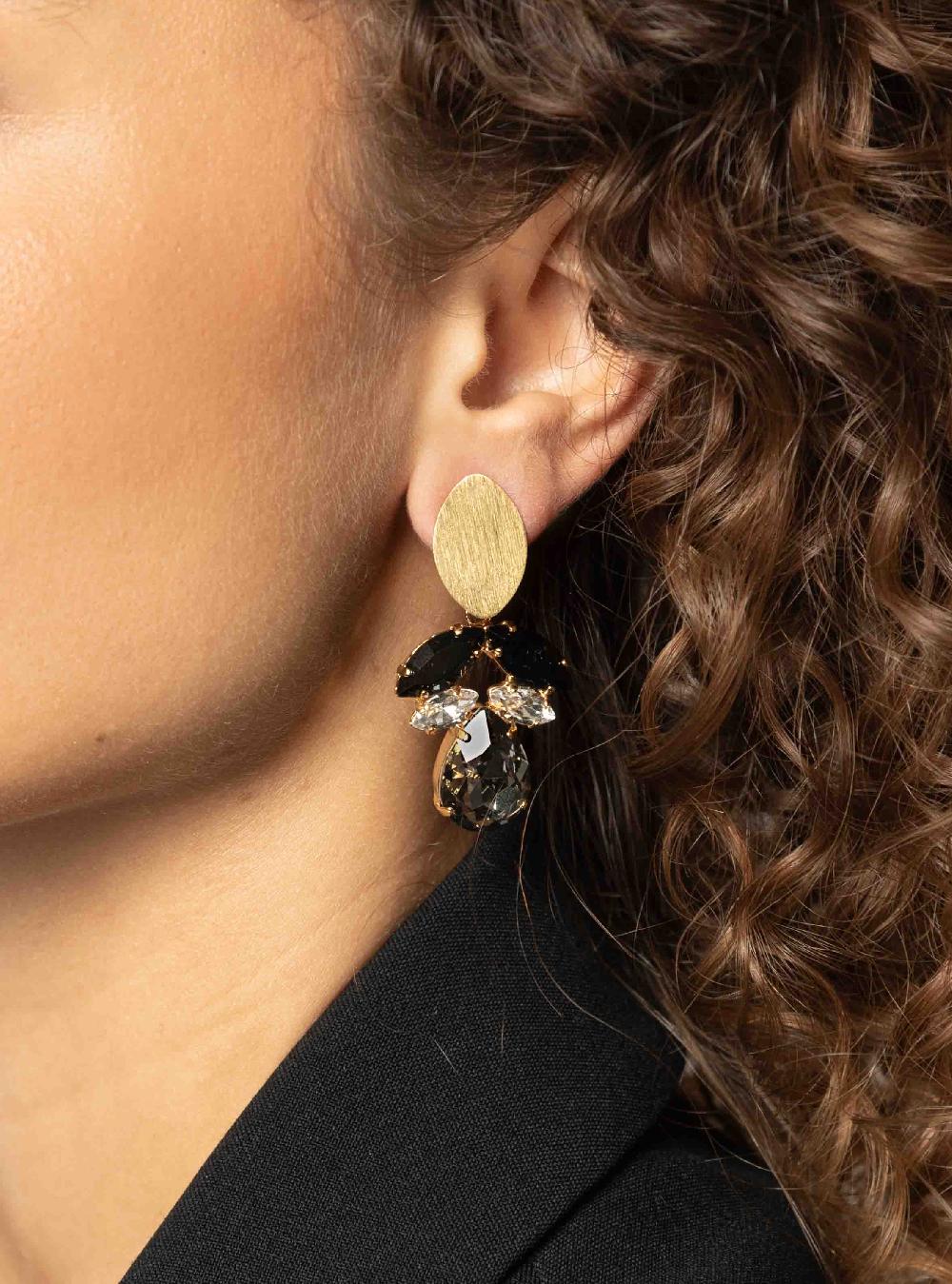 Lott. Gioielli Joni Strass Zwarte Shaduw Oorbellen