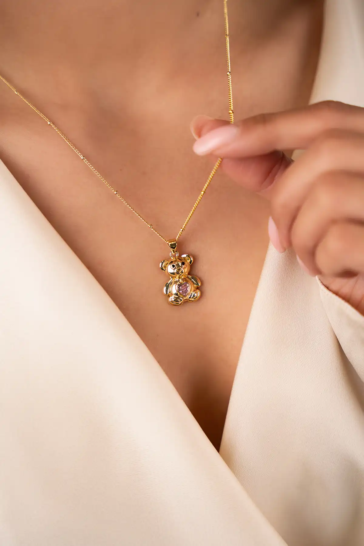 Lott. Gioielli Ketting Tiny Teddy Pink Heart